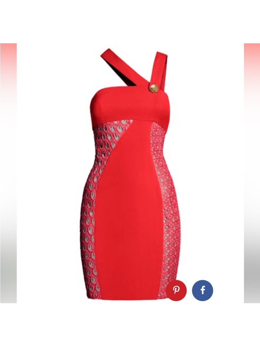 Versace for H&M collab.Red One-Shoulder Dress with Patterned Side Panels